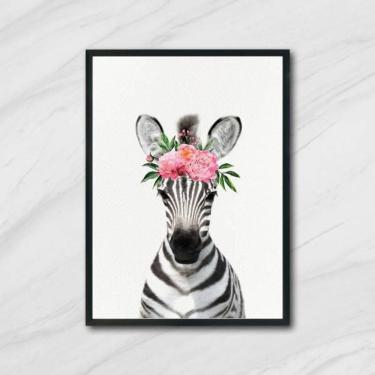 Imagem de Quadro Zebrinha Coroa De Flores 24X18Cm