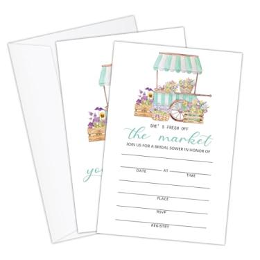 Imagem de Convites de casamento com envelopes e cartões Rsvp, conjunto de 25 flores kit de convites de casamento para noivado casal festa nupcial chá de panela, convites de festa dupla face - She's Fresh off