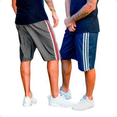 Imagem de KIT 2 Bermudas Tactel Masculina Treino Academia Bolso Traseiro KIT-2-195 - P-Masculino