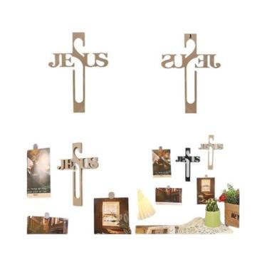 Imagem de Decoração De Parede Cruz De Jesus, Ornamento Religioso Gravado JESUS, 