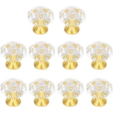 Imagem de BAZAC Maçanetas de porta de vidro de cristal de 24 mm, maçaneta de porta, puxador de cômoda de acrílico puxadores de móveis com parafuso para gaveta armário móveis cozinha decoração de casa - ouro 10