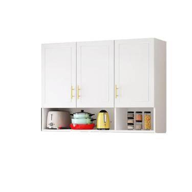 Imagem de Armário de armazenamento de banheiro montado na parede, 90 x 32 x 80 cm, organizador versátil de cozinha e sala de estar, rack superior de varanda, caixa de cosméticos elegante, design que economiza