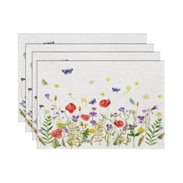 Imagem de Jogo De Sousplats Florais Com Folhas (Conjunto De 4, 6 Ou 8) Para Mesa