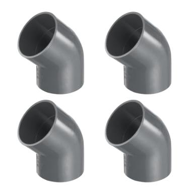 Imagem de HARFINGTON 4 peças de encaixes de tubulação de cotovelo de 45 graus 2 1/5.1 cm 2 vias PVC grau móveis conectores canto ângulo cotovelo saída lateral para esgoto encanamento tubo de drenagem