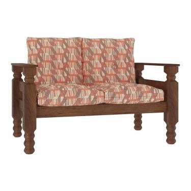Imagem de Namoradeira 2 Lugares Madeira Maciça Liz Multimóveis CR7002 Geométrico Terracota