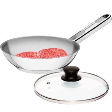 Imagem de Frigideira com Tampa 24cm Tramontina Allegra em Aço Inox e Indução 2,1