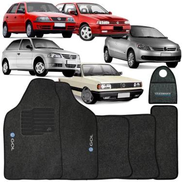 Imagem de Jogo Tapete Automotivo Carpete + Lixeira Gol G5 2009 à 2012 Soft Logo Bordado Grafite 6 Peças
