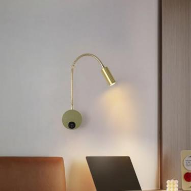 Imagem de GZZBMY Luzes de parede internas LED iluminação de parede flexível pescoço cisne com interruptor lâmpada de leitura moderna lâmpada de parede de alumínio para quarto cabeceira sala de estar escada (A