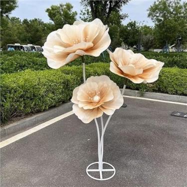Imagem de Flores artificiais gigantes para decoração - adereços de flores enormes com base em pé para festas de jardim ao ar livre, vitrines de lojas e decoração de casa
