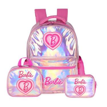 Imagem de Mochila Costas Barbie Holográfica Lancheira Estojo Box Kit - Luxcel