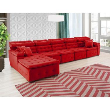 Imagem de Sofá Orlando 4.20x1.90m Com Chaise, Retrátil E Reclinável - Vermelho