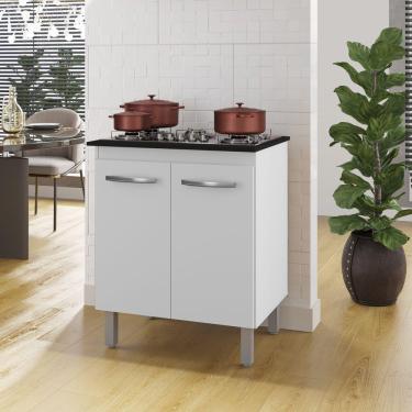 Imagem de Balcão Para Cooktop 2 Portas Armário De Cozinha Jade - Ssx Multicoisas Cor Branco Tampo 5 Bocas