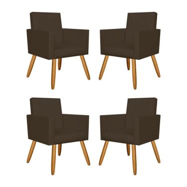 Imagem de Kit 04 Poltronas Nina Decorativa Recepção Oferta Courino - Balaqui Decor Cor:courino Marrom
