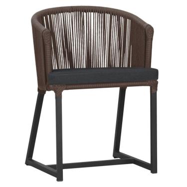 Imagem de Cadeira De Jantar Noronha Alumínio Preta E11 Trama Original Marrom