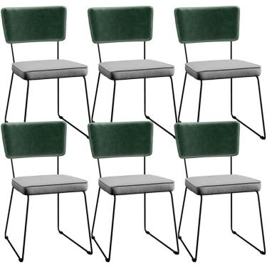 Imagem de Kit 06 Cadeiras L02 Facto Verde Musgo Linho Cinza