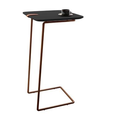 Imagem de Mesa Apoio Lateral Para Sofá Atenas Pé Café Larflex Preto