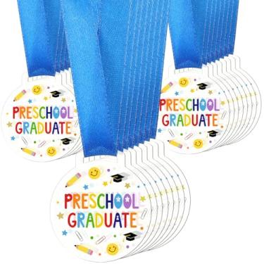 Imagem de Kenning 24 medalhas de formatura pré-escolar a granel 5 cm medalhas de prêmio de acrílico com fita de pescoço presentes de formatura fofos, medalha de graduação, decoração de lembrancinha de festa