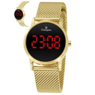 Imagem de Relógio Champion Feminino Ref: Ch48162v Led Mesh Dourado