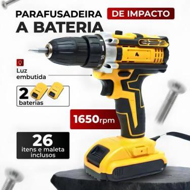 Imagem de Parafusadeira e Furadeira A Bateria 21V Sem Fio Bivolt De Impacto Prof