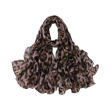 Imagem de Cachecol De Pashmina Com Estampa De Leopardo Para Mulheres, Hijab Maci