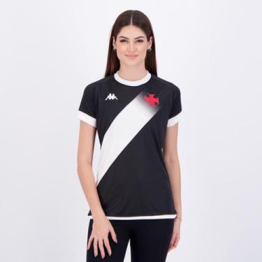 Imagem de Camisa Kappa Vasco Supporter Graphik Feminina Preta e Branca, P