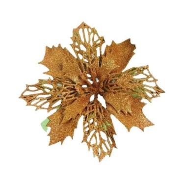 Imagem de Pingente De Flor Artificial Com Glitter Para Árvore De Natal 11cm 510 