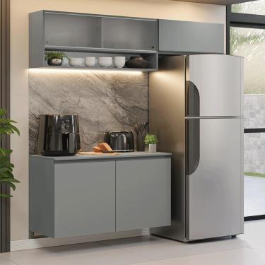Imagem de Armário De Cozinha Compacta Suspenso 200cm Nice Madesa XA07 Cinza