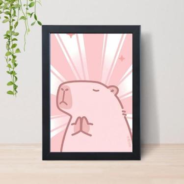 Imagem de Quadro Capivara Fofa Infantil A4 C/ Moldura e Vidro 03 Cor: Preto - Lo