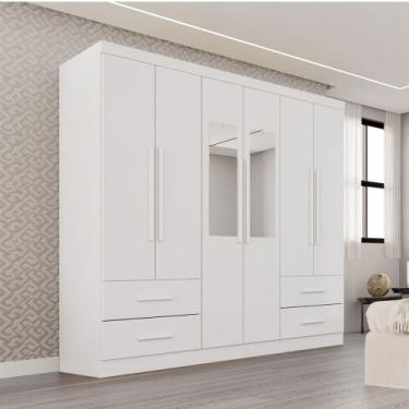 Imagem de Guarda-Roupa Casal Balder Premium 6 Portas 4 Gavetas com Espelho Branc