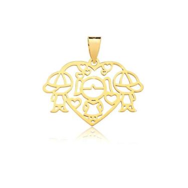 Imagem de Pingente Coração Filhos e Filha Ouro 18k - Dreamfactoryjóias