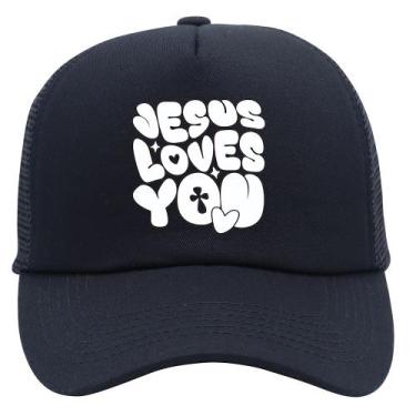 Imagem de Boné de beisebol Jesus Loves You Summer Trucker para homens - Yiweisai