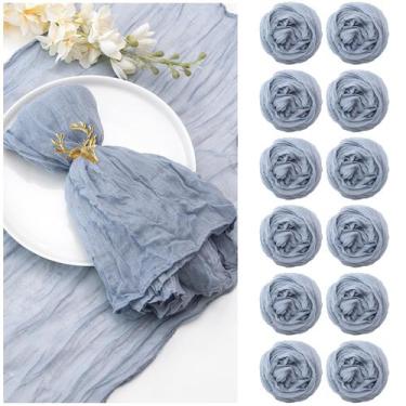 Imagem de Guardanapos de gaze EQFeast 20x20cm Dusty Blue (pacote com 12)
