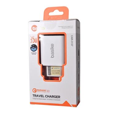 Imagem de Fonte Carregador Turbo 35W USB/tipo C Basike Branco CAR-3137