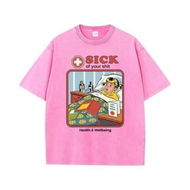 Imagem de Camiseta Feminina De Verão De Algodão, Manga Curta, Respirável, Confor