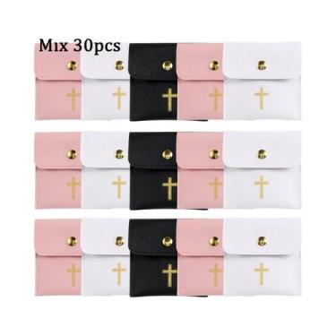 Imagem de Bolsa De Couro Com Cruz Dourada Para Terço E Joias, Estojo De Viagem 1