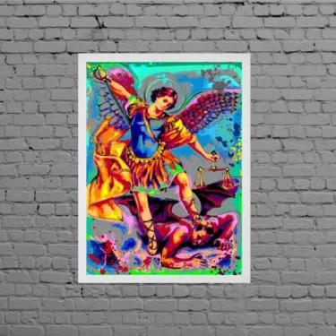 Imagem de Quadro Estilo Pintura São Miguel Arcanjo 45X34Cm Branca