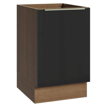 Imagem de Balcão de Cozinha 50cm 1 Porta (Sem Tampo) Rustic/Preto Lux Madesa