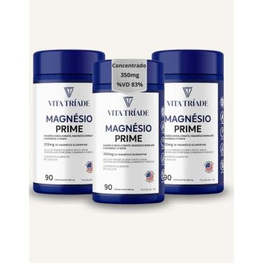 Imagem de Kit 3 Magnésio 350mg 3 em 1 Bisglicinato Dimalato Citrato – 270 Cápsulas-Feminino
