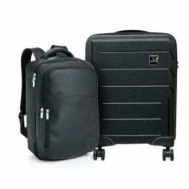 Imagem de Kit Mala Bordo com Expansor Verona + Mochila 2 em 1 Viccina, Preto