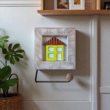 Imagem de Porta Papel Higiênico de Madeira com Casinha Artesanal - Estilo Rústic