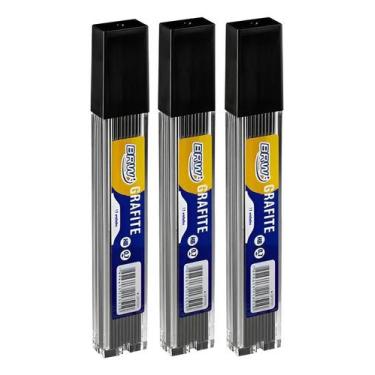 Imagem de Kit 3 Tubos Conjunto 36 Grafites Grafite BRW 0.7mm HB