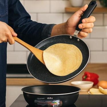 Imagem de Frigideira Tapioca Preta Antiaderente Fritura Panela Assadeira Present