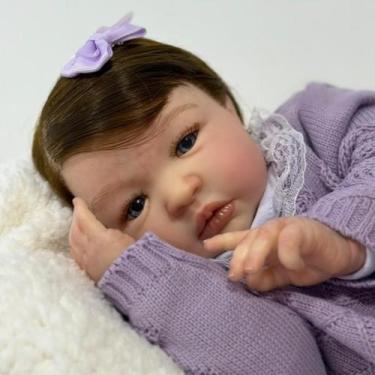 Imagem de Bebe Reborn Menina Realista Toma Banho Cabelo Fio A Fio. Mama e Faz Xi
