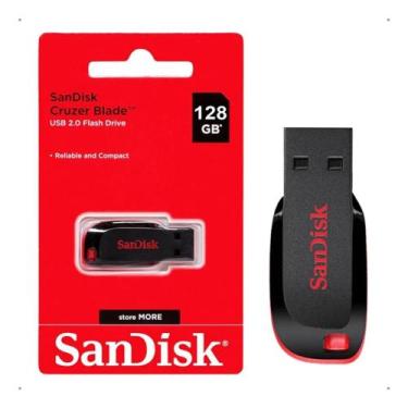 Imagem de Pendrive Sandisk Cruzer Blade 128gb Usb 2.0 Preto/vermelho
