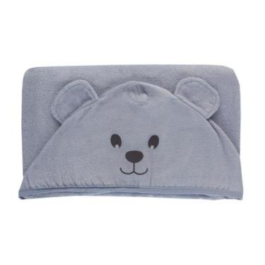 Imagem de Toalha de Banho Infantil com Capuz Algodão Bordada Teka, Azul