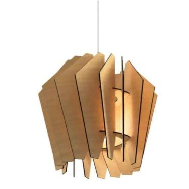 Imagem de Luminária Teto Tipo Pendente Espiral Mdf - Completa Cor: Mdf Cru - LEN