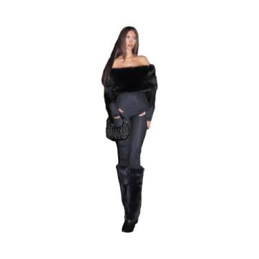 Imagem de Macacão Feminino Sexy De Inverno Com Manga Comprida, Decote Canoa, Est