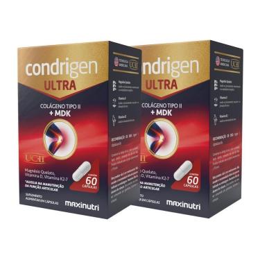 Imagem de Kit 2 Condrigen Ultra Colágeno não Hidrolisado Tipo 2 + MDK 60 Cáps Maxinutri-Unissex
