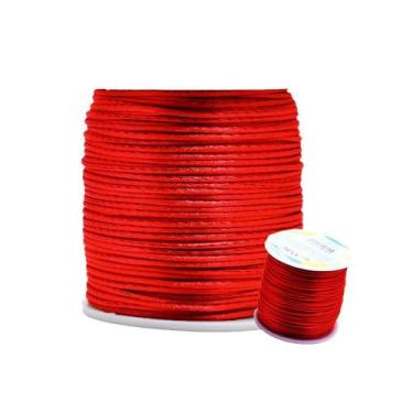 Imagem de Fio de Seda Cordão Rabo de Rato 1.0 mm 1 e 0 mm Vermelho Rolo 100 Metr
