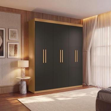 Imagem de Guarda Roupa Casal 6 Portas 4 Gavetas Kappesberg Tapajós-preto 218cm